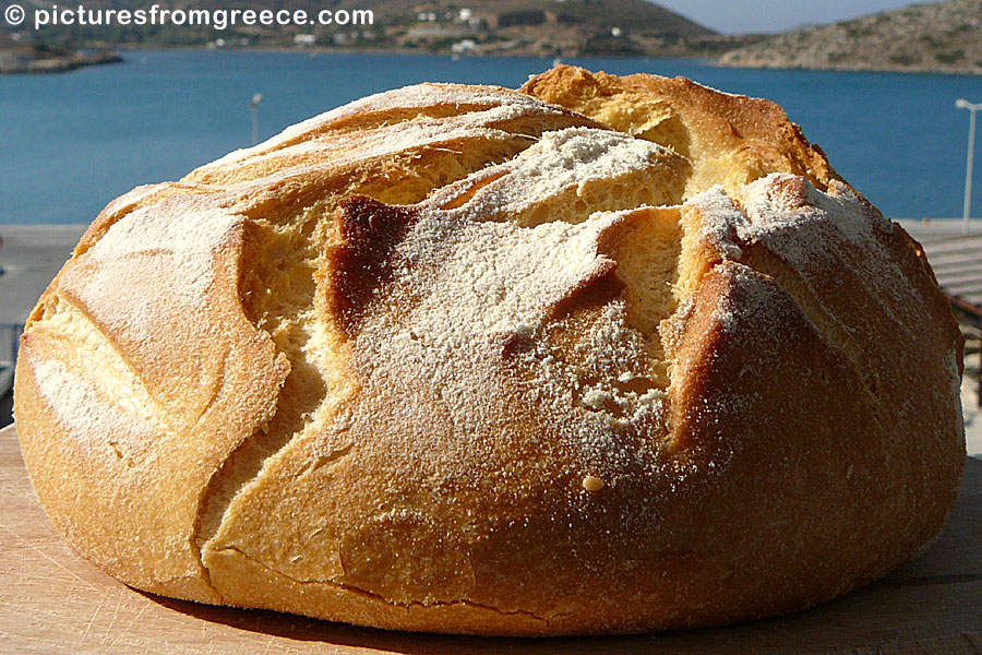 Fresh Greek bread from the bakery on Lipsi.