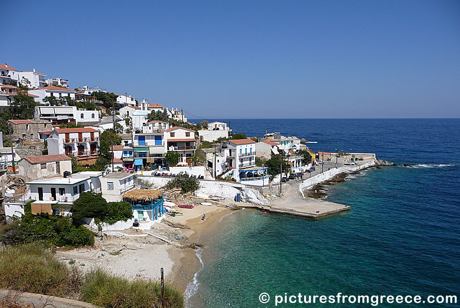 Along the Harbor street of Armenistis in Ikaria there are several tavernas and a small sandy beach.