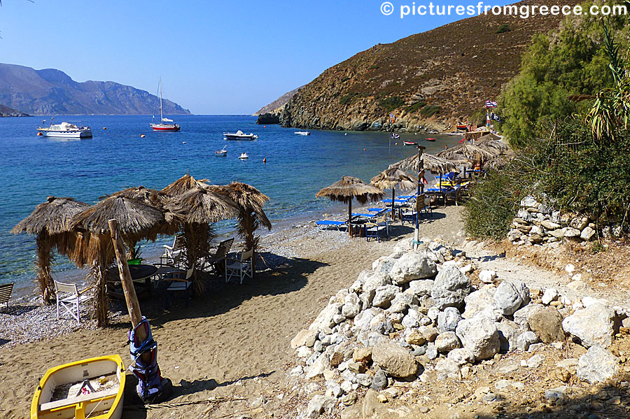 Kalamies beach, or Exotic beach, lies a few kilometres before Emporios in Kalymnos.
