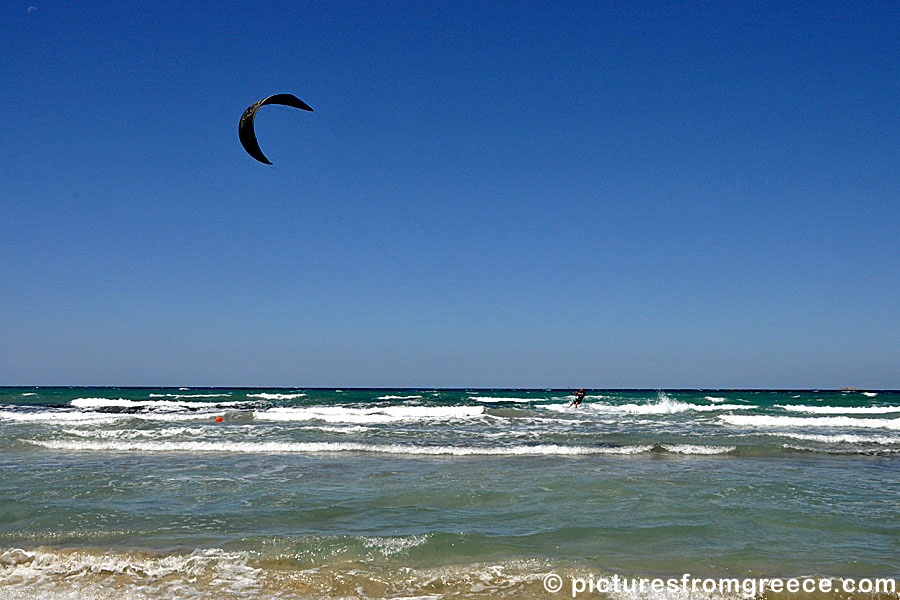 Kitesurfing at Kohilari beach on Kos.