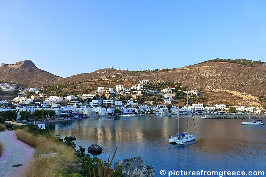 Above Panteli in Leros there are six windmills, some of which are hotels.
