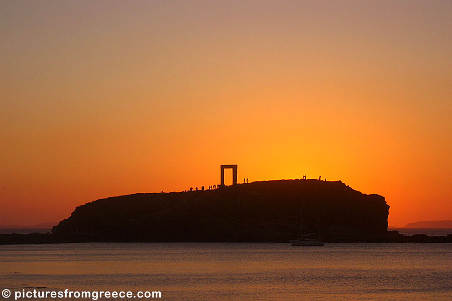 Sunset from Portara in Naxos town.