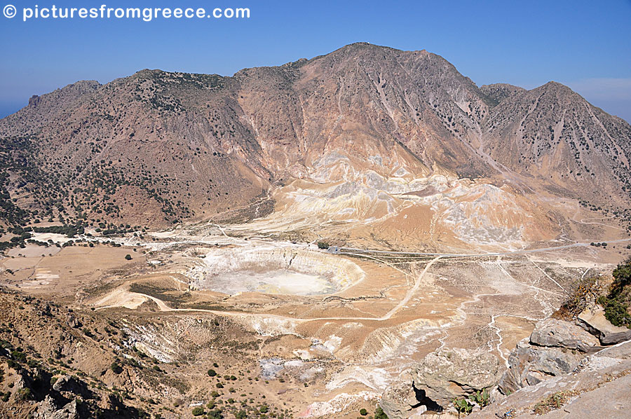 The crater of Stefanos and the volcano in Nisyros.