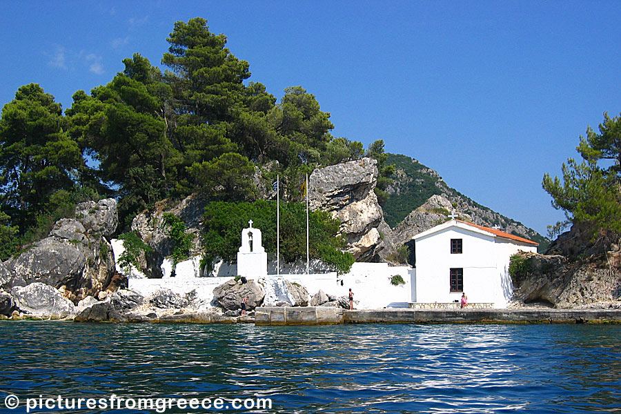 The island of Virgin Mary lies just outside Krioneri beach in Parga Town.