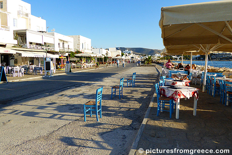 The waterfront in Parikia on Paros.