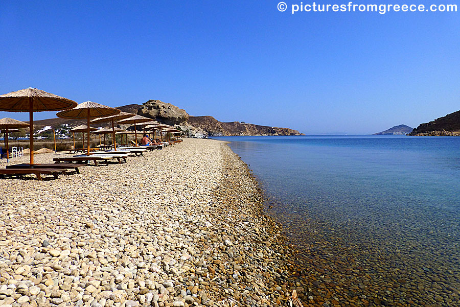 Petra beach close to Grikos in Patmos .