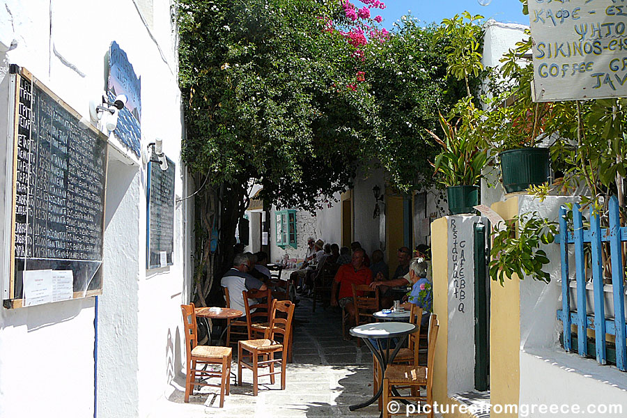 Cafes and bars in Kastro. Sikinos.