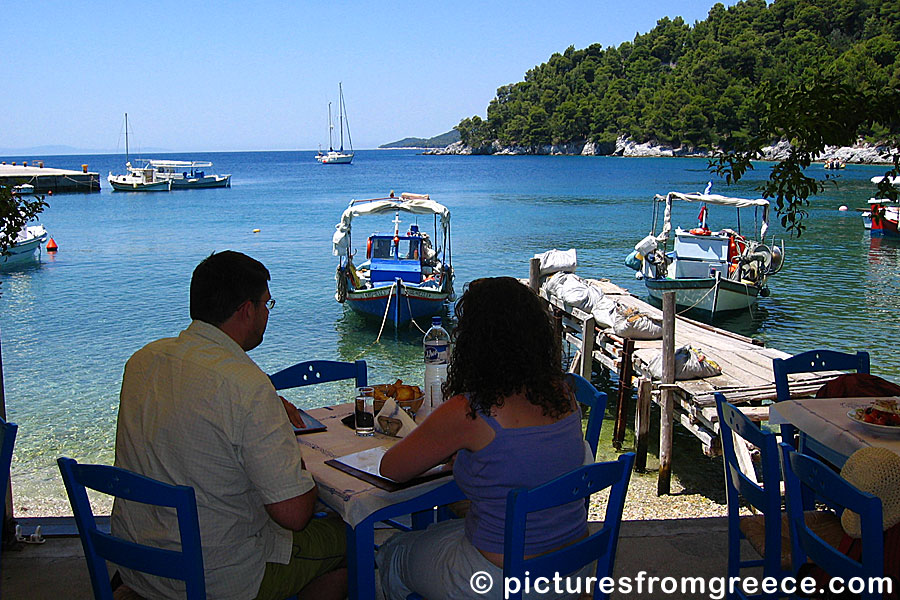Agnontas in Skopelos is a small fishing village with good restaurants and a nice little beach.