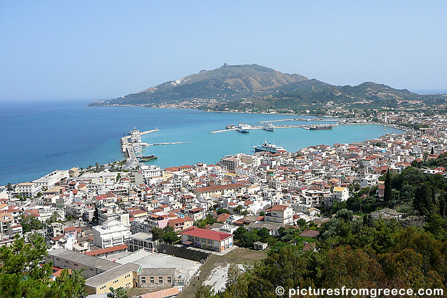 From Bochali hill you have a fantastic view of Zakynthos town .