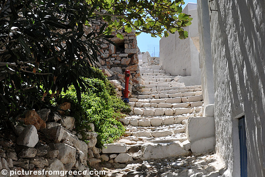 Old stairs in Chora in Astypalea.