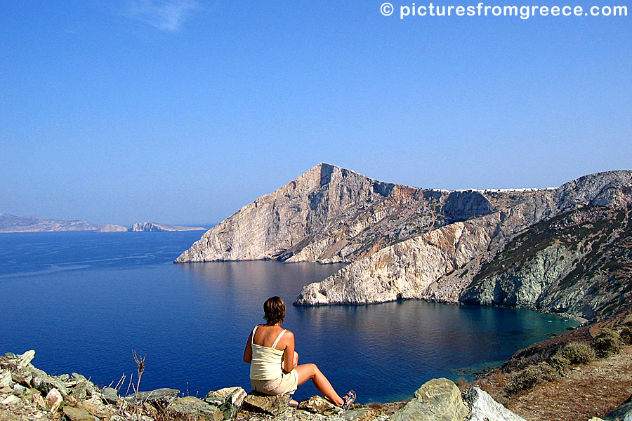 Chora in Folegandros is beautifully situated on a mountain ridge overlooking the sea.