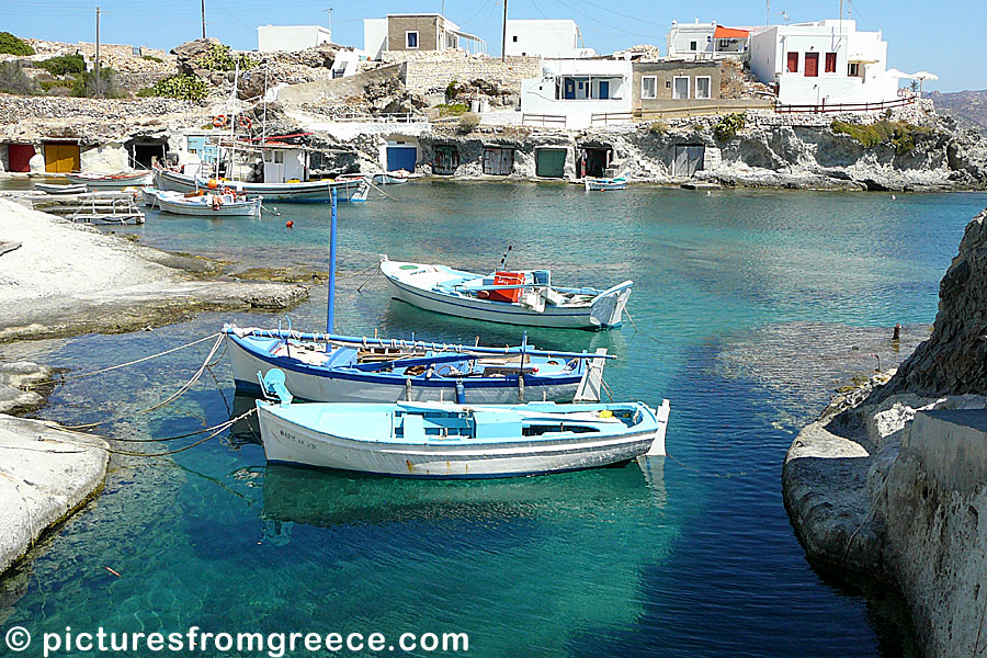Goupa in Kimolos is a small village with beautiful boat houses and a beach