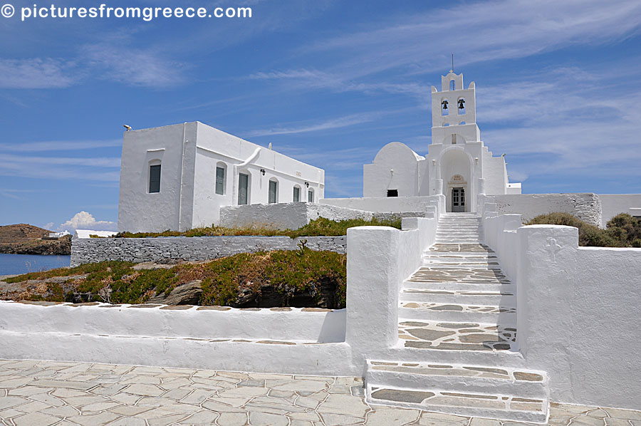 The monastery of Chrisopigi, near Apokofto,  in Sifnos is famous for its icon and many weddings.