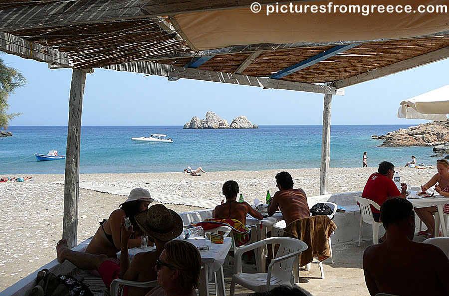 Taverna at Agios Georgios beach in Sikinos.